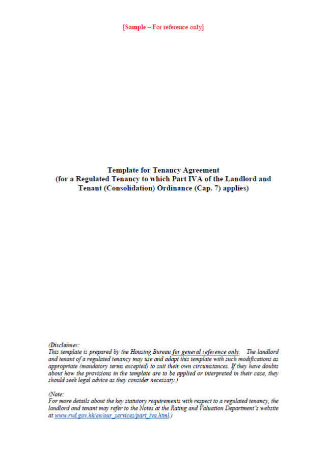 Tenant Unit Sample Part IVA of the Landlord and Tenant (Consolidation) Ordinance ...